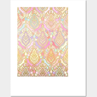 Rosy Opalescent Art Deco Pattern Posters and Art